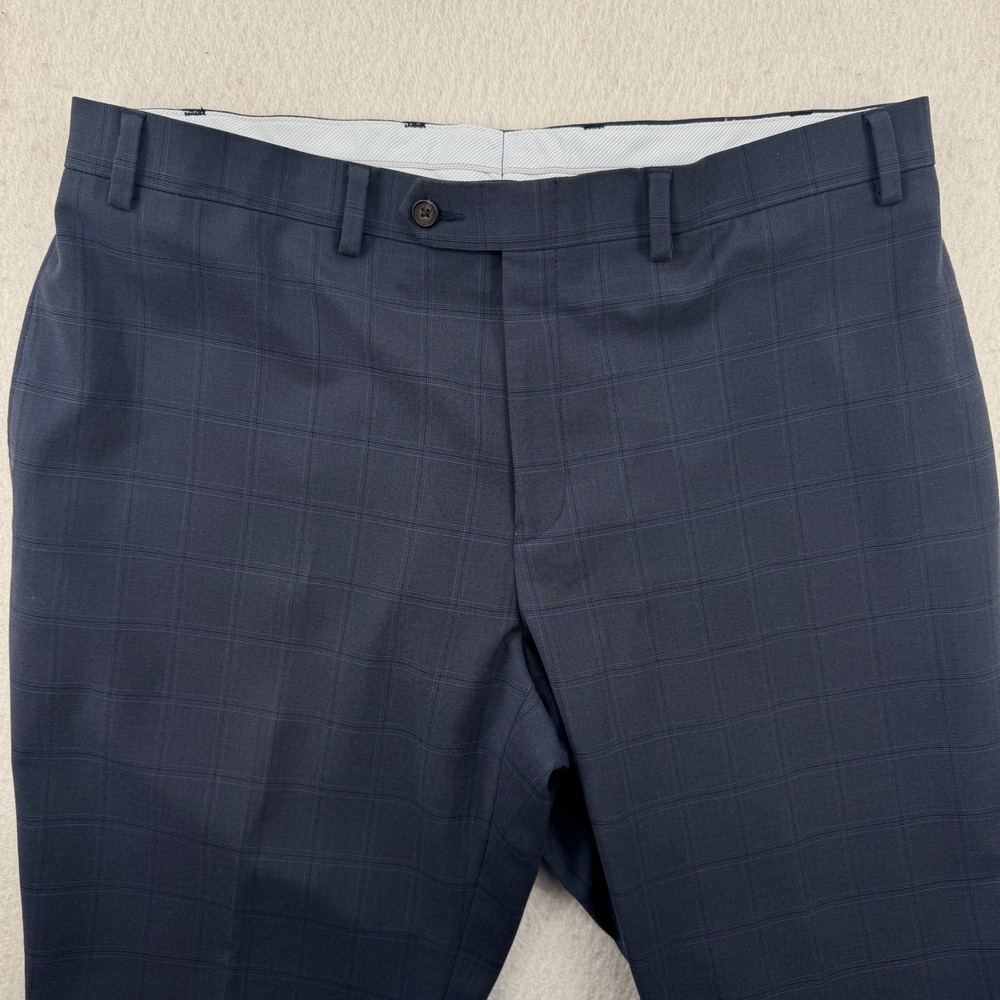 Ralph by Ralph Lauren Mens Navy Blue Windowpane Plaid Dress Pants 38x30 Stretch